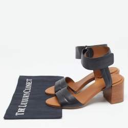 Pre Owned See by Chloe Brown Leather Block Heel Ankle Cuff  Sandals Size 37