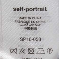 Pre Owned Self-Portrait Navy Blue/White Guipure Lace Off-Shoulder Dress S