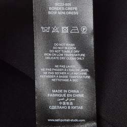 Pre Owned Self-Portrait Black Bonded Crepe Tulle Trim Bow Detail Mini Dress S