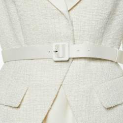 Pre Owned Self-Portrait Cream Boucle Tweed Tailored Mini Dress L