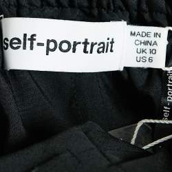 Pre Owned Self-Portrait Black Studded Crepe Off-Shoulder Diamante Top S