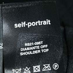 Pre Owned Self-Portrait Black Studded Crepe Off-Shoulder Diamante Top S