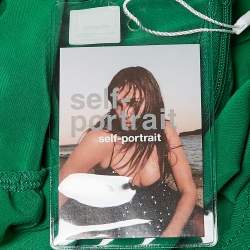 Pre Owned Self-Portrait Green Jersey One Shoulder Ruched Mini Dress M