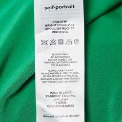 Pre Owned Self-Portrait Green Jersey One Shoulder Ruched Mini Dress M