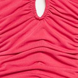Self-Portrait Fuchsia Pink Jersey Ruched Cut-Out Top M