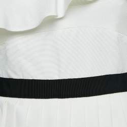 Pre Owned Self-Portrait White Crepe One-Shoulder Pleated Maxi Dress S