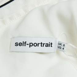 Pre Owned Self-Portrait White Crepe One-Shoulder Pleated Maxi Dress S