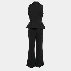 Pre Owned Self-Portrait Black Crepe Button Detail Pants Suit M