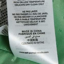 Pre Owned Self-Portrait Green Tweed Sleeveless Fray Detail Cropped Top M