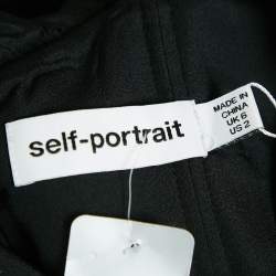 Pre Owned Self-Portrait Black Leaf Guipure Lace Asymmetric Top S