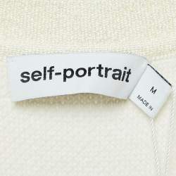 Pre Owned Self-Portrait Cream Knit Bow Embellishment Detail Pleated Mini Dress M