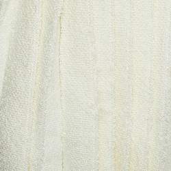 Pre Owned Self-Portrait Cream Knit Bow Embellishment Detail Pleated Mini Dress M