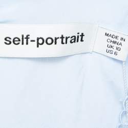 Pre Owned Self-Portrait Light Blue Chiffon Lace Trimmed Maxi Dress M