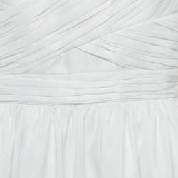 Pre Owned Self-Portrait White Taffeta Pleated Mini Dress M