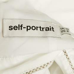 Self-Portrait White Monochrome Stripe Chiffon Midi Dress M