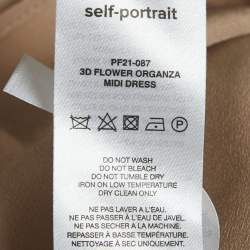 مملوكة مسبقًا Self-Portrait Blue Floral Organza Lace Studded Button Detail Midi Dress M