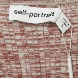 Pre Owned Self-Portrait Blue/Red Rib Knit Crossover Maxi Dress XL