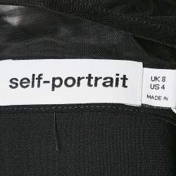 مملوكة مسبقًا Self-Portrait Black Bow Embellished Gabardine Crepe Mini Dress S