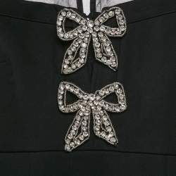 مملوكة مسبقًا Self-Portrait Black Bow Embellished Gabardine Crepe Mini Dress S