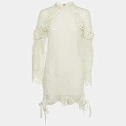 Self-Portrait Ivory Crochet High Neck Tunic M