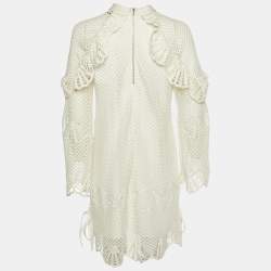 Self-Portrait Ivory Crochet High Neck Tunic M