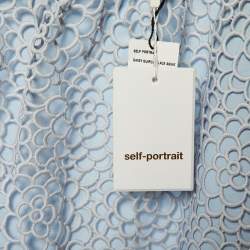 Self-Portrait Blue Daisy Guipure Lace Midi Skirt M