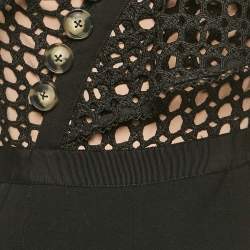 Self-Portrait Black Crepe and Lace Frill Asymmetric Jumpsuit S