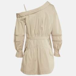 Self-Portrait Beige Cotton Poplin One Shoulder Tunic M