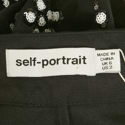 Self-Portrait Black Sequined Deco Trousers S