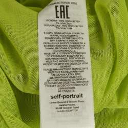 Pre Owned Self-Portrait Green Studded Mesh Long Sleeve Midi Dress S