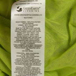 Pre Owned Self-Portrait Green Studded Mesh Long Sleeve Midi Dress S