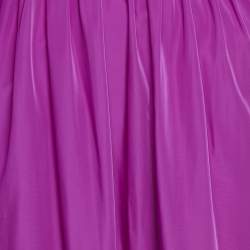 Pre Owned Self-Portrait Purple Taffeta Off Shoulder Frill Detail Maxi Dress S 