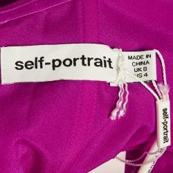 Pre Owned Self-Portrait Purple Taffeta Off Shoulder Frill Detail Maxi Dress S 
