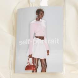 Pre Owned Self-Portrait Cream Boucle Sequin Embellished Tulle Midi Dress M