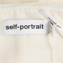 Pre Owned Self-Portrait Cream Boucle Sequin Embellished Tulle Midi Dress M