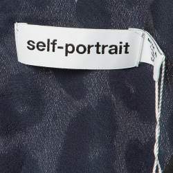 Pre Owned Self-Portrait Black Lurex Devore Twisted Peplum Top M