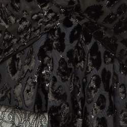 Pre Owned Self-Portrait Black Lurex Devore Twisted Peplum Top M