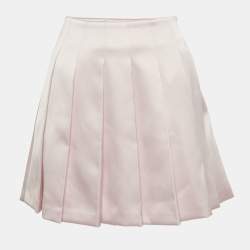 Pre Owned Self-Portrait Pink Satin Pleated Mini Skirt S