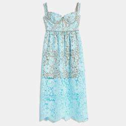 مملوكة مسبقًا Self Potrait Blue Cord Lace Diamante Blue Lace Midi Dress
