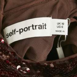 مملوكة مسبقًا فستان سيلف بورتريه بني بريق ماكسي مقاس متوسط - ميديوم