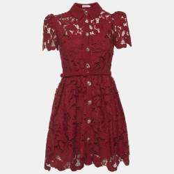 مملوكة مسبقًا Self-Portrait Burgundy Floral Lace Mini Dress s