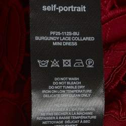 Pre Owned Self-Portrait Burgundy Floral Lace Mini Dress s