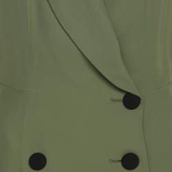 Pre Owned Self-Portrait Green Twill Double Breasted Jumpsuit S