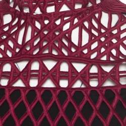 Self Portrait Burgundy Cutout Lace Sleeveless Crop Top S