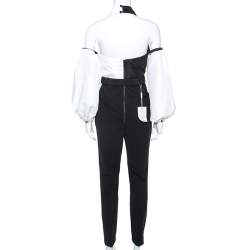 Pre Owned Self Portrait Monochrome Cross Front Halterneck Jumpsuit S