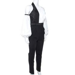 Pre Owned Self Portrait Monochrome Cross Front Halterneck Jumpsuit S