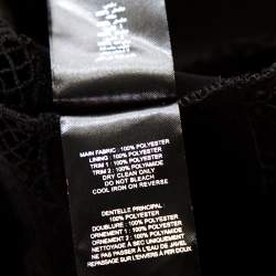 Pre Owned Self Portrait Black Cady Lace Trim Draped Shoulder Midi Dress L