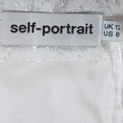 Pre Owned Self Portrait White Fil Coupe Ruffled One Shoulder Top M