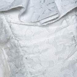 Pre Owned Self Portrait White Fil Coupe Ruffled One Shoulder Top M