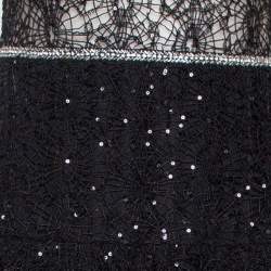 Pre Owned Self Portrait Black Sequin Circle Lace Midi Dress M